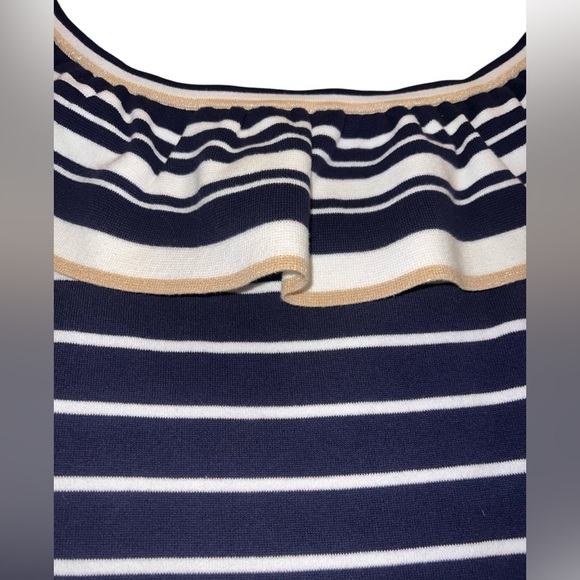 EUC Lilly Pulitzer Perelle Sweater Off The Shoulder Navy Gold Small Nautical - Picture 4 of 10
